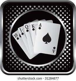 royal flush on black halftone web button