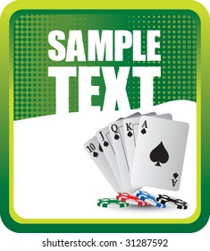 royal flush on green halftone banner