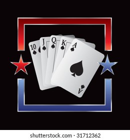 royal flush playing card on star background