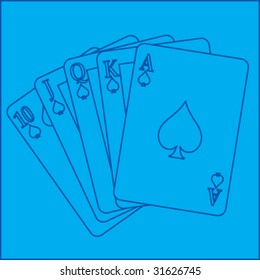 royal flush playing cards blueprint