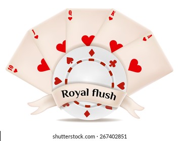  royal flush. playing cards and chips