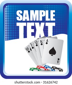 flush real jugando cartas en banner azul de medio tono