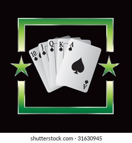royal flush playing cards on star background