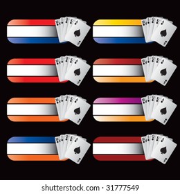 royal flush playing cards on specialized banners