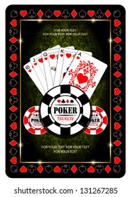 A royal flush playing cards poker hand in hearts.