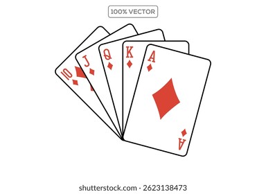 Royal Flush Playing Cards Vector, Casino Poker Hand Illustration. logo