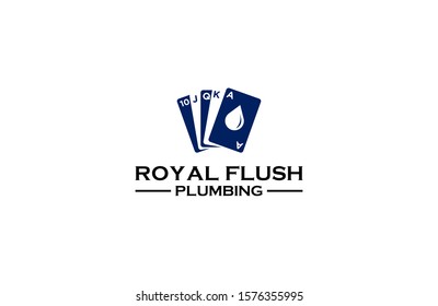Royal flush plumbing logo design vector