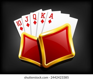 Royal Flush. A poker hand of a royal flush in diamond. Diamond Royal Flush. Vector clipart.