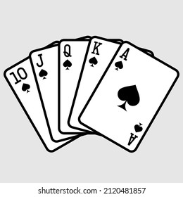 Royal flush. Poker hand. Vector illustration