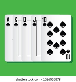 royal flush poker winning, playing card concept, vector illustration