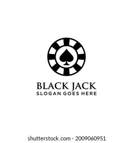 Royal Flush Spade Ace Card poker chip logo design