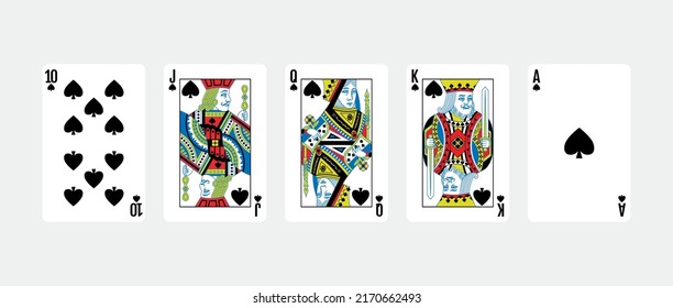 Royal flush spades five card poker hand playing cards deck