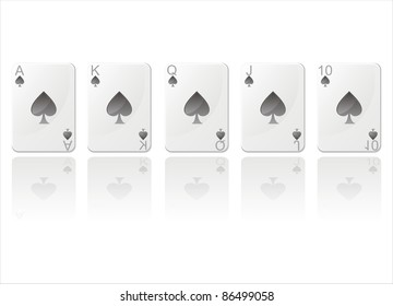 royal flush in spades isolated on white