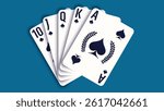 Royal Flush Spades Playing Cards Illustration