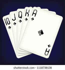 Royal Flush of spades - playing cards vector illustration