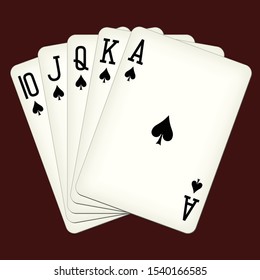 Royal Flush of spades - playing cards vector illustration