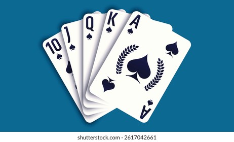 Royal Flush Spades Playing Cards Illustration
