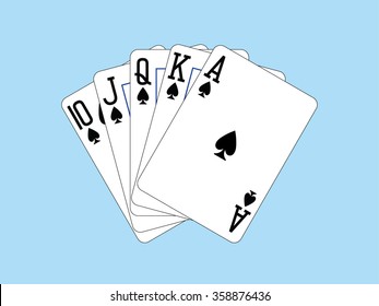 Royal Flush Of Spades Vector Illustration