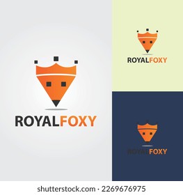 Royal Fox Logo Design Vector 