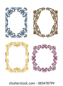 Royal frame set  with luxurious damask ornaments. Design element for photo, illustrations, invitations, cards, weddings etc.  Vector