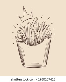 Royal French Fries , sketch vector illustration