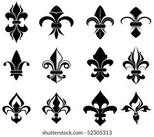 Royal french lily symbols for design and decorate or logo template. Jpeg version also available