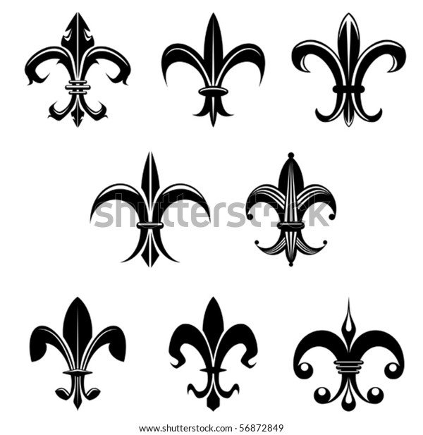 Royal French Lily Symbols Emblem Logo Stock Vector (Royalty Free) 56872849