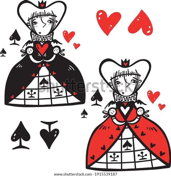 Royal Games Queen Spades Queen Hearts Stock Vector (Royalty Free ...