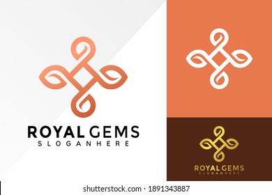 Royal Gems Leaf Logo Design, Cosmetic Fashion business logos vector, modern logo, Logo Designs Vector Illustration Template