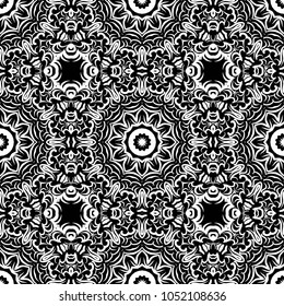 Royal geometric pattern with lace texture, mandala ornament. Vector illustration. Design for fabric print, wallpaper, textile, interior