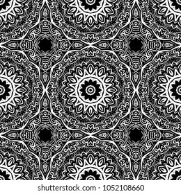 Royal geometric pattern with lace texture, mandala ornament. Vector illustration. Design for fabric print, wallpaper, textile, interior