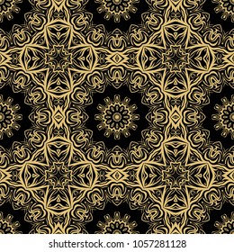 Royal geometric pattern with lace texture, mandala ornament. Vector illustration. Design for fabric print, wallpaper, textile, interior