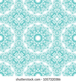 Royal geometric pattern with lace texture, mandala ornament. Vector illustration. Design for fabric print, wallpaper, textile, interior