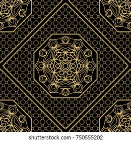Royal geometric pattern with lace texture, mandala ornament. Vector illustration. Design for fabric print, wallpaper, textile