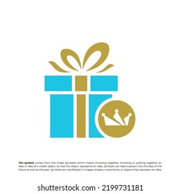 Royal Gift Logo Design Template. King Gift logo concept vector. Creative Icon Symbol