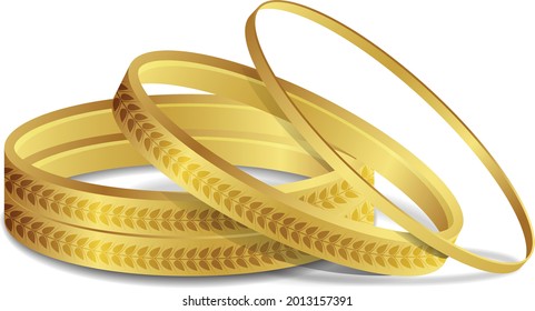 Royal Gold Bangle Indian Gold Bangles Arabian Style Bracelet Fashion Jewelry Vector Illustration