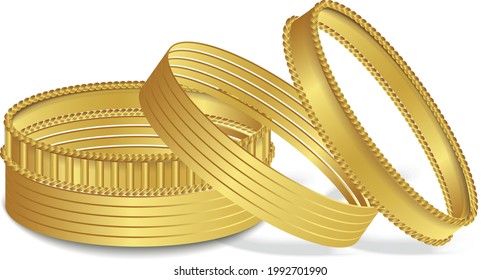 royal gold Bracelet Indian gold bangles Arabian bangle woman fashion jewelry vector illustration