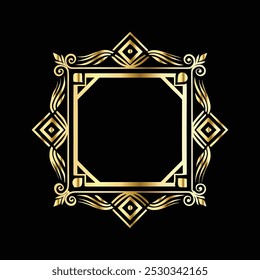 Royal Gold Circle Frame: Sophisticated Laurel Wreath for Luxury Logo Branding