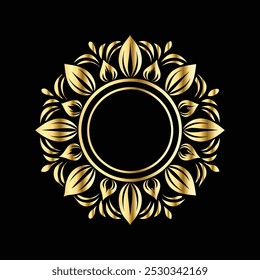 Royal Gold Circle Frame: Sophisticated Laurel Wreath for Luxury Logo Branding