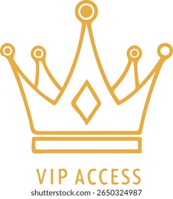 Royal Gold Crown Icon, identidade de marca VIP, emblema de linha limpa, design elegante estilo plano, símbolo de status de luxo para elite ou visuais exclusivos