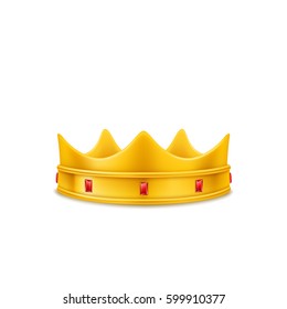 Royal gold crown isolated on white background. Vector icon. 