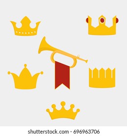 Royal gold crown of the king set vector