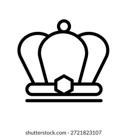 Corona de oro real, icono de Vector de línea