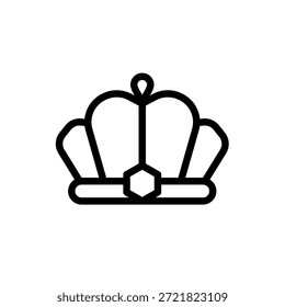 Corona de oro real, icono de Vector de línea