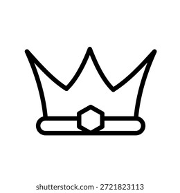 Corona de oro real, icono de Vector de línea