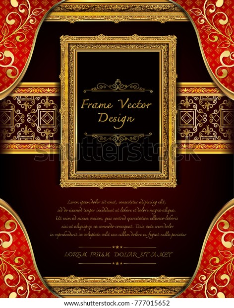 Royal\
gold frame border on drake pattern background, Vintage photo frame\
on drake background, antique, vector design\
pattern