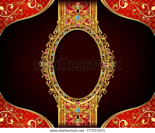 Royal\
gold frame border on drake pattern background, Vintage photo frame\
on drake background, antique, vector design\
pattern