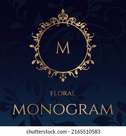 Königliches Goldrahmen-Monogramm. Klassisches Dekorationselement.