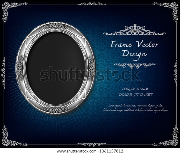 Royal\
gold frame on drake blue pattern background, Vintage photo frame on\
drake background, antique, vector design\
pattern