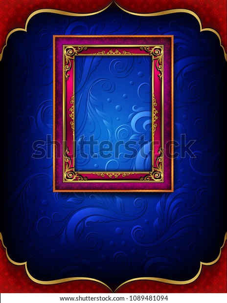 Royal\
gold frame on pattern background, Border vintage photo frame on\
drake background, antique, vector design\
pattern